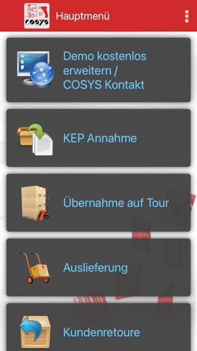 Emulate iPhone app COSYS Pakettransport using MyAndroid