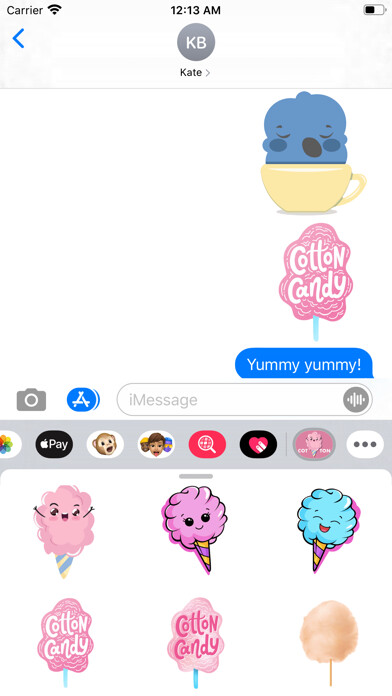 Emulate iPhone app Cotton Candy Funny Stickers using MyAndroid