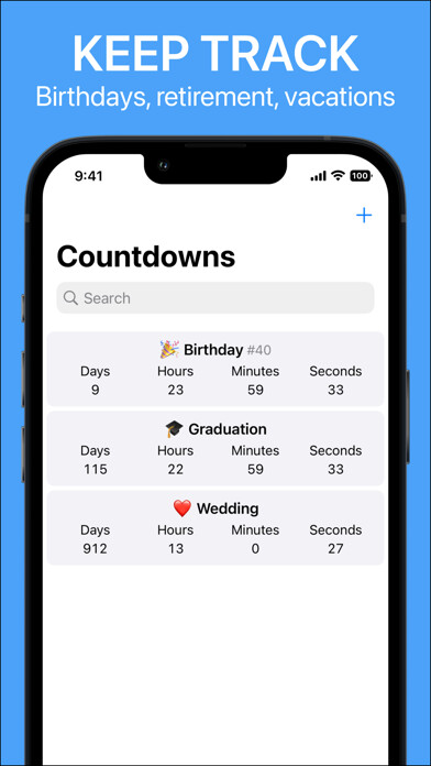 Emulate iPhone app Countdowns - Event Day Counter using MyAndroid Emulate iPhone app Countdowns - Event Day Counter using MyAndroid