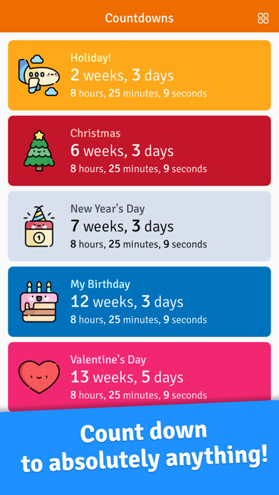 Emulate iPhone app Countdown to Anything! using MyAndroid