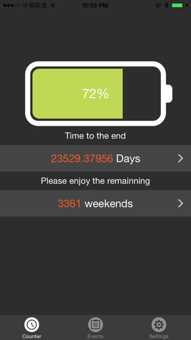 Emulate iPhone app Countdown to Zero: Life Count using MyAndroid