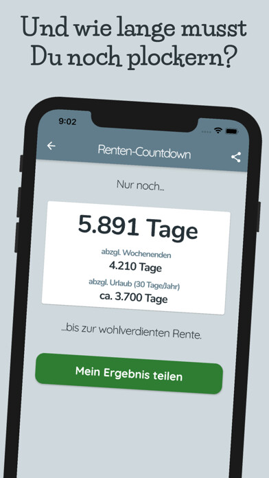 Emulate iPhone app Countdown zur Rente using MyAndroid