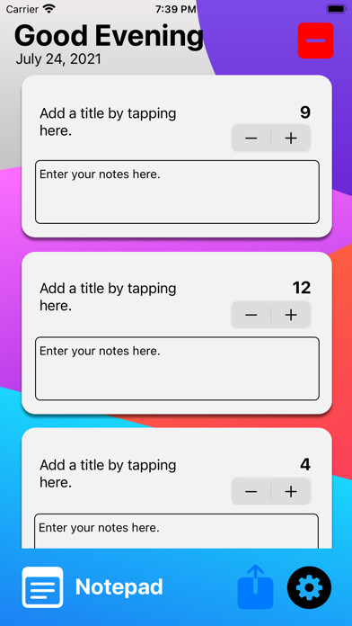 Emulate iPhone app CounterPlusMinus using MyAndroid