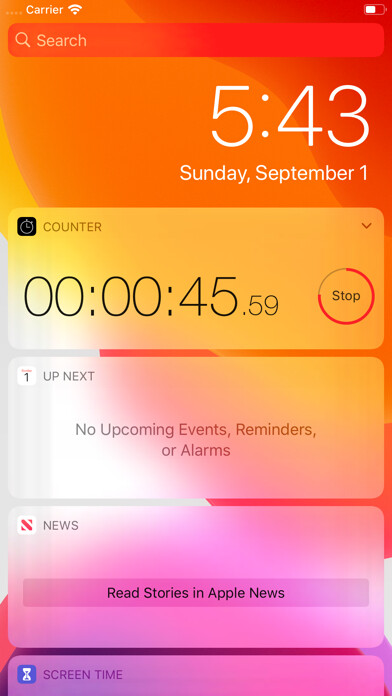 Emulate iPhone app Counter: Stopwatch and Timer using MyAndroid
