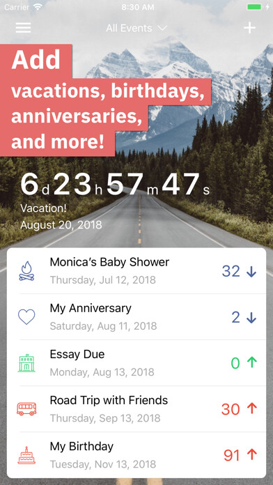 Emulate iPhone app Count It Down! - Event Tracker using MyAndroid Emulate iPhone app Count It Down! - Event Tracker using MyAndroid