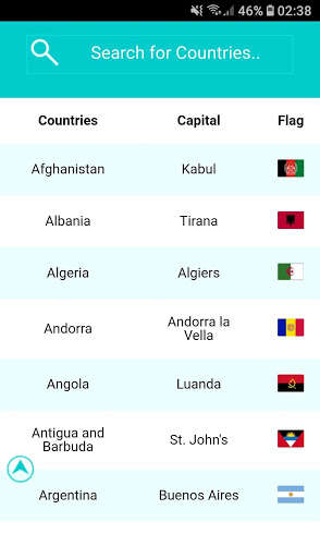 Run android online APK Countries, capitals and flags from MyAndroid or emulate Countries, capitals and flags using MyAndroid