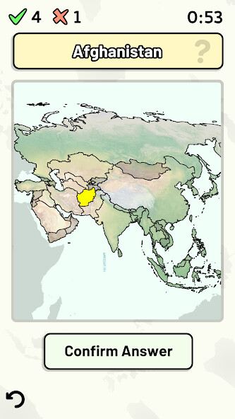 Emulate iPhone app Countries of Asia Quiz using MyAndroid