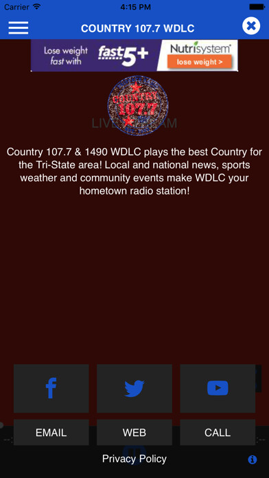 Emulate iPhone app Country 107.7 WDLC using MyAndroid Emulate iPhone app Country 107.7 WDLC using MyAndroid