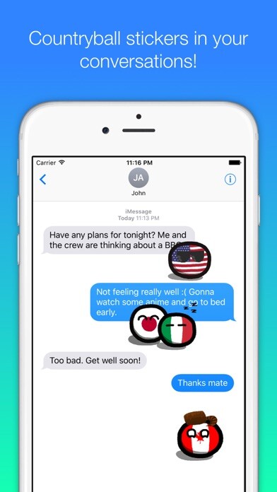 Emulate iPhone app Countryball stickers for iMessage using MyAndroid Emulate iPhone app Countryball stickers for iMessage using MyAndroid