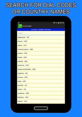 country codes with MyAndroid