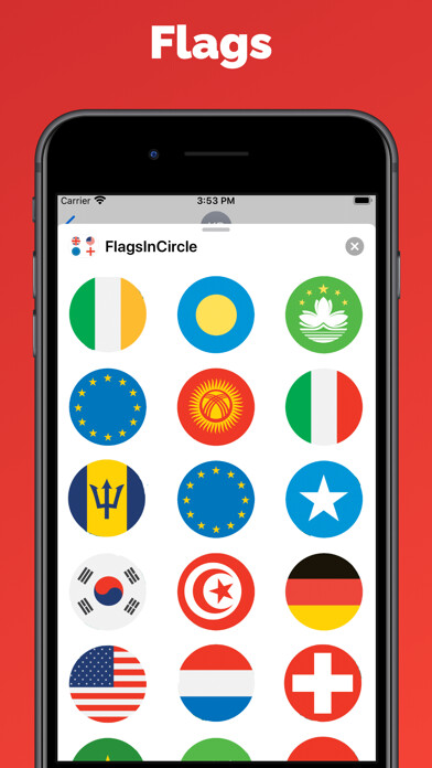 Emulate iPhone app Country Flags Stickers & emoji using MyAndroid