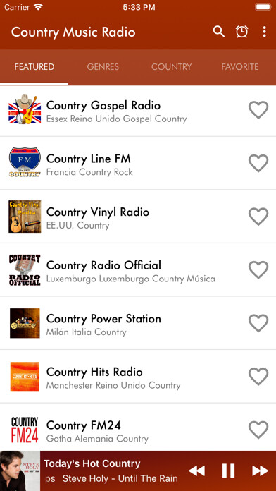 Emulate iPhone app Country Music Radio app using MyAndroid