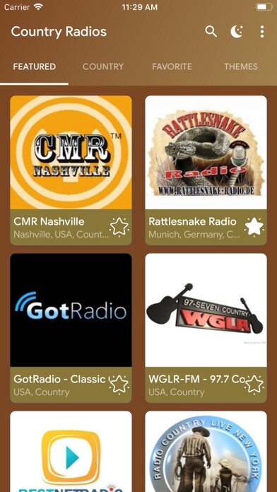 Emulate iPhone app Country Music Radios Online using MyAndroid