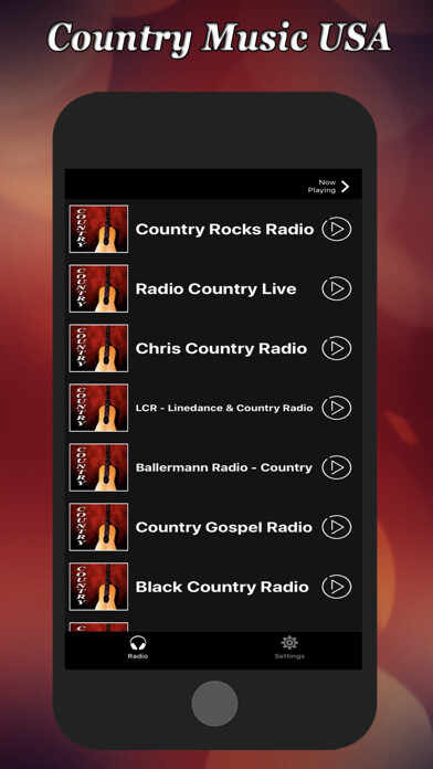 Emulate iPhone app Country Music USA using MyAndroid