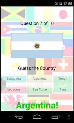 Emulate Android APK country quiz game