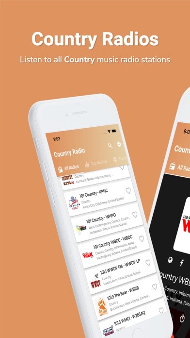Emulate iPhone app Country Radio / Country Music using MyAndroid