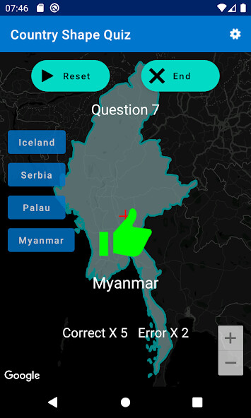 Run android online APK Country Shape Quiz from MyAndroid or emulate Country Shape Quiz using MyAndroid
