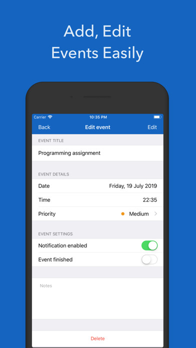 Emulate iPhone app Countwatch - Countdown Watcher using MyAndroid