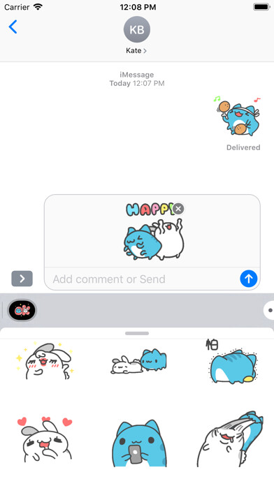 Emulate iPhone app Couple Capoo & Tutu Stickers using MyAndroid