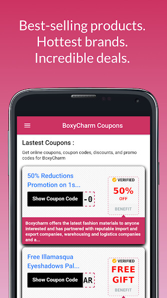 Run android online APK Coupons for BoxyCharm from MyAndroid or emulate Coupons for BoxyCharm using MyAndroid