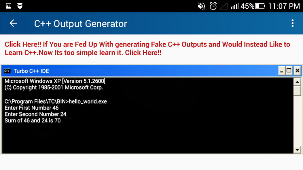 Emulate Android APK C++ Output Generator