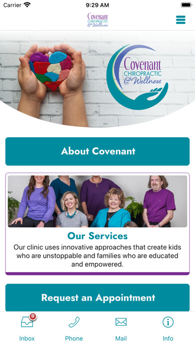 Emulate iPhone app Covenant Chiro & Wellness using MyAndroid