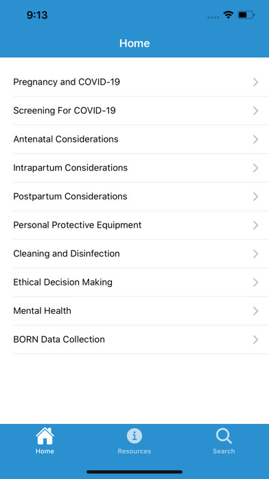 Emulate iPhone app COVID-19 Resource for Midwives using MyAndroid Emulate iPhone app COVID-19 Resource for Midwives using MyAndroid