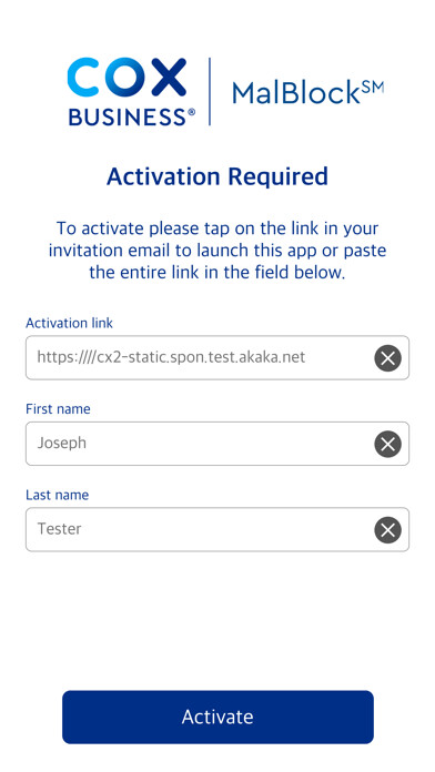 Emulate iPhone app Cox Business MalBlock Remote using MyAndroid
