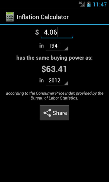 Run android online APK CPI Inflation Calculator from MyAndroid or emulate CPI Inflation Calculator using MyAndroid