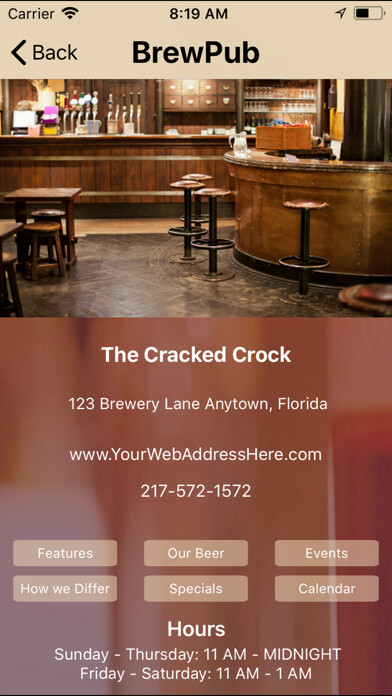 Emulate iPhone app Craft Beer Directory using MyAndroid
