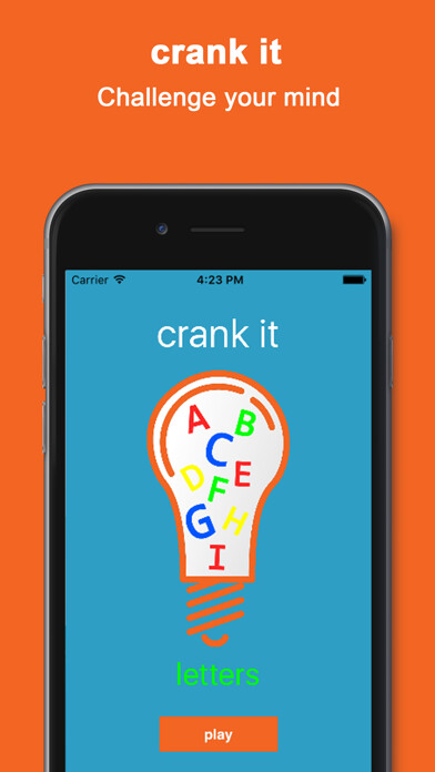 Emulate iPhone app Crank It! Letters Brain Teaser using MyAndroid