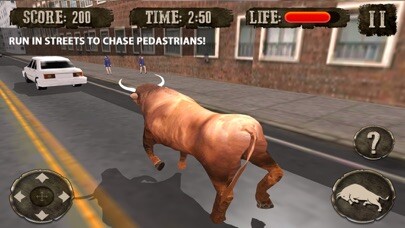 Emulate iPhone app Crazy Angry Bull Attack 3D: Run Wild and Smash Cars using MyAndroid