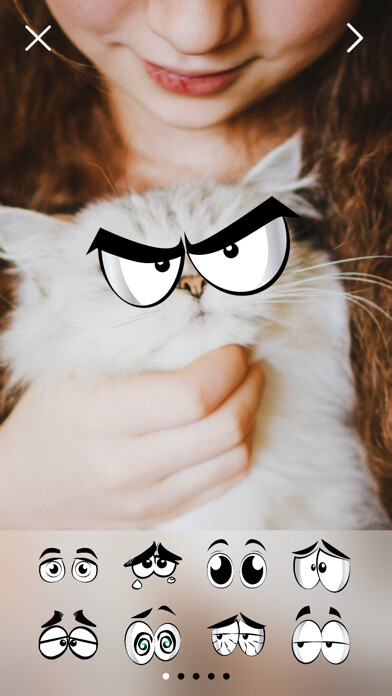 Emulate iPhone app Crazy Eyes Fun Photo Stickers using MyAndroid