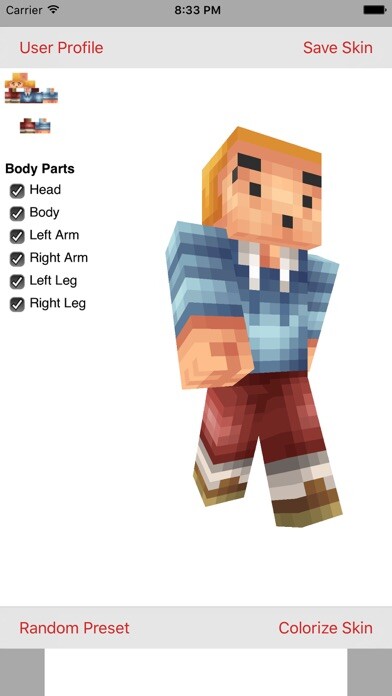 Emulate iPhone app Create Skins For Minecraft using MyAndroid