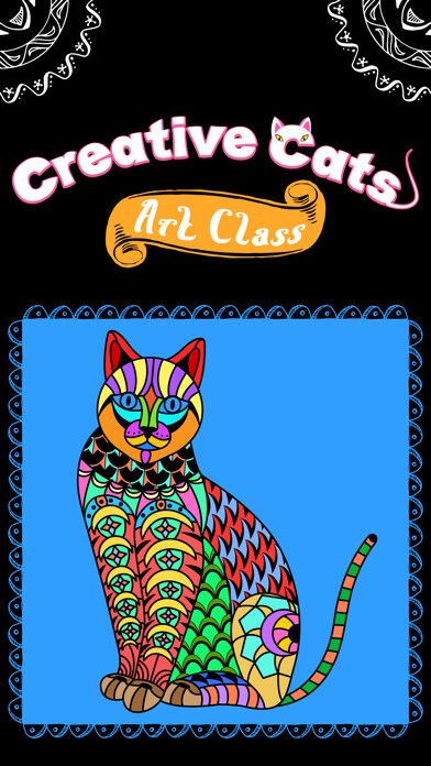 Emulate iPhone app Creative Cats Art Class-Stress Relieving Coloring Books for Adults FREE using MyAndroid