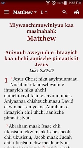 Run android online APK Cree, Eastern - Bible (Roman) from MyAndroid or emulate Cree, Eastern - Bible (Roman) using MyAndroid