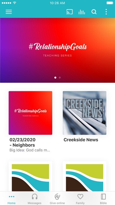 Emulate iPhone app Creekside Church App using MyAndroid