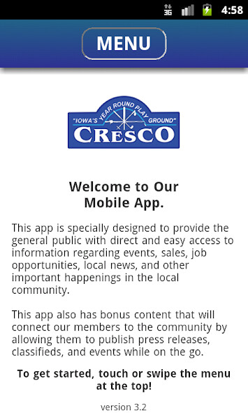 Run android online APK Cresco Area Chamber from MyAndroid or emulate Cresco Area Chamber using MyAndroid Run android online APK Cresco Area Chamber from MyAndroid or emulate Cresco Area Chamber using MyAndroid