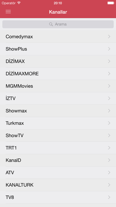 Emulate iPhone app Ücretsiz Türk Televizyonu using MyAndroid