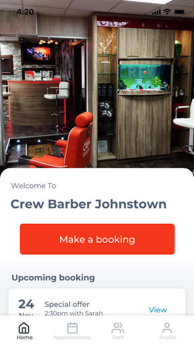 Emulate iPhone app Crew Barber Class for Men using MyAndroid