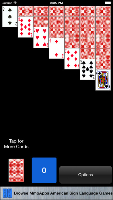 Emulate iPhone app Cribbage Klondike using MyAndroid