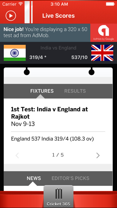 Emulate iPhone app Cricket365 - England using MyAndroid Emulate iPhone app Cricket365 - England using MyAndroid