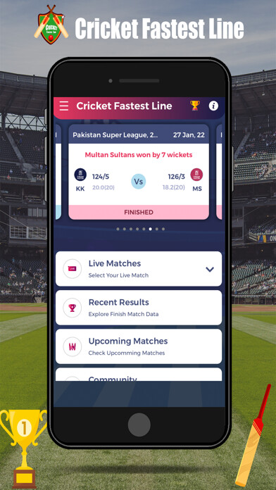 Emulate iPhone app Cricket Fastest Line using MyAndroid