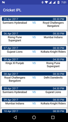 Emulate Android APK Cricket IPL T20 Schedule 2017 Emulate Android APK Cricket IPL T20 Schedule 2017