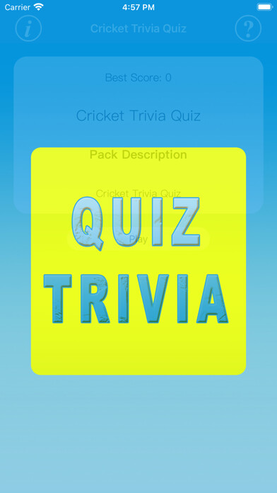 Emulate iPhone app Cricket Quiz Trivia using MyAndroid