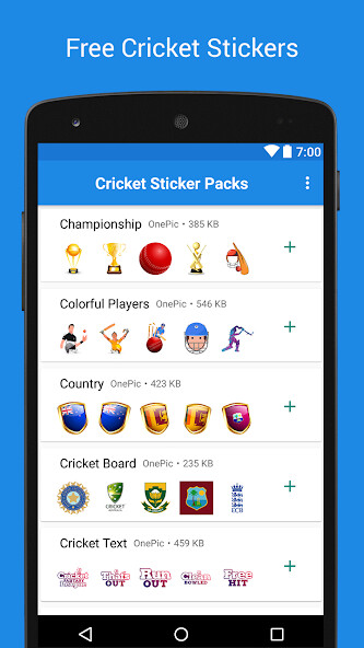 Run android online APK Cricket Sticker Packs from MyAndroid or emulate Cricket Sticker Packs using MyAndroid