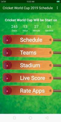 Emulate Android APK Cricket World Cup 2019 Schedule