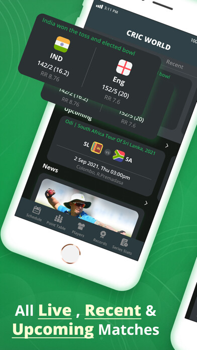 Emulate iPhone app CricWorld - Live Cricket Score using MyAndroid