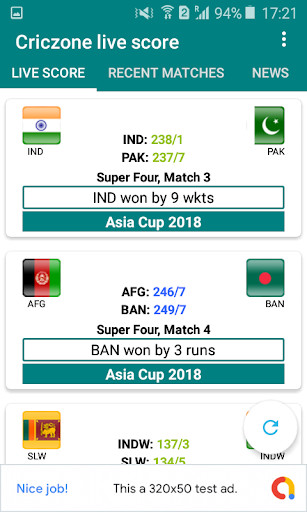 Run android online APK Criczon live score from MyAndroid or emulate Criczon live score using MyAndroid