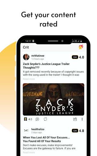 Run android online APK Crit: Social Media Ratings and Reactions from MyAndroid or emulate Crit: Social Media Ratings and Reactions using MyAndroid